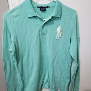 Long Sleeve Teal Polo Golf Shirt